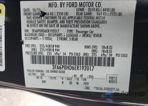 2014 Ford Fusion Se from USA, damaged, VIN 3FA6P0HD6ER192017